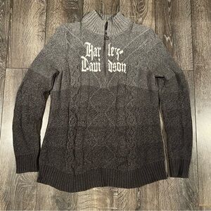 Harley Davidson Womens Gray Cable Knit Quarter Zip Sweater Size XL